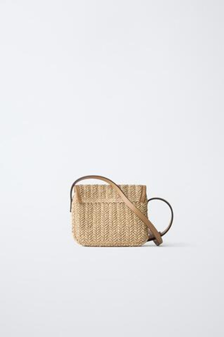 ZARA СУМКА ИЗ РАФИИ С ВИШНЯМИ, РОЗОВЫЙ