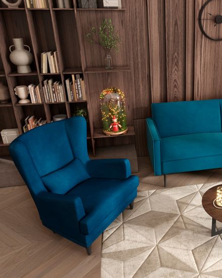 Кресло Скотт велюр тёмно-синий