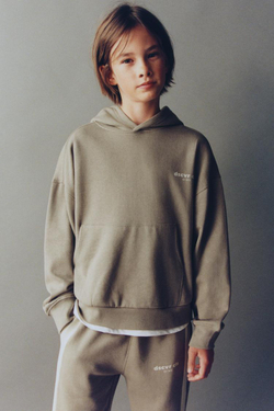 ZARA КОМПЛЕКТ: ТОЛСТОВКА С КАПЮШОНОМ И БРЮКИ-ДЖОГГЕРЫ С ПОЛОСКАМИ, БЕЖЕВЫЙ