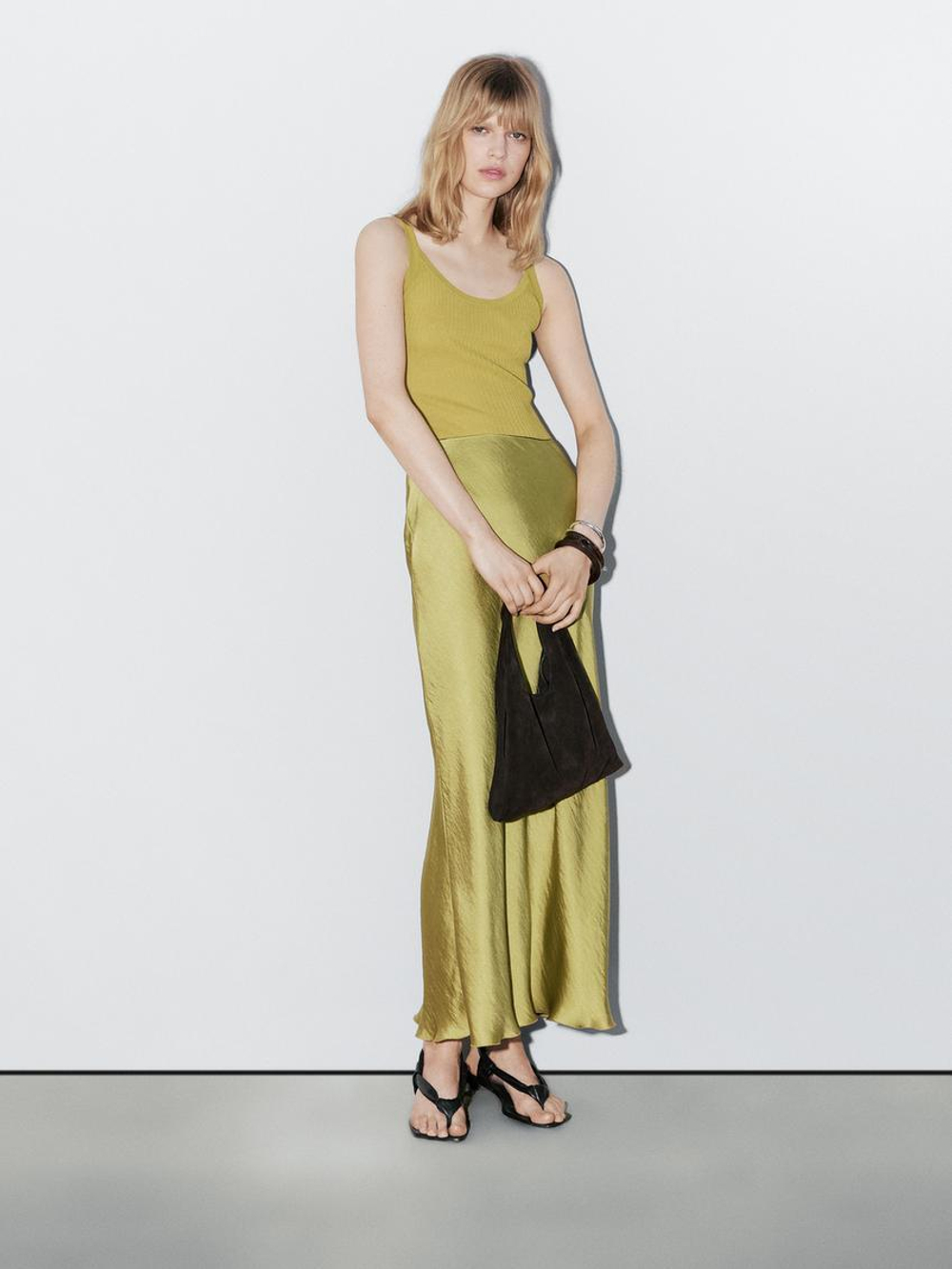 Massimo Dutti Трикотажное боди на бретелях - Studio, бутылочно-зеленый