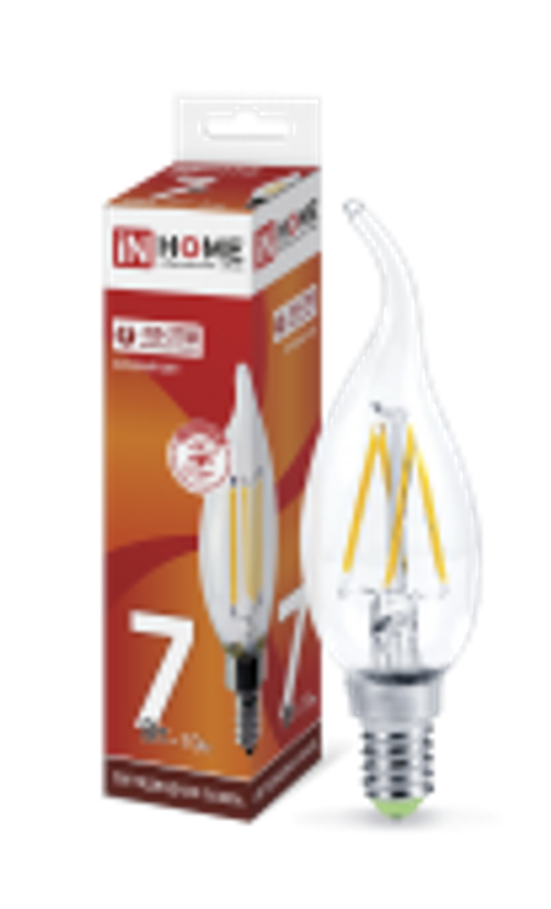 Лампа светодиодная LED-СВЕЧА НА ВЕТРУ-deco 7Вт 230В Е14 6500К ХОЛОДНЫЙ 810Лм прозрачная IN HOME