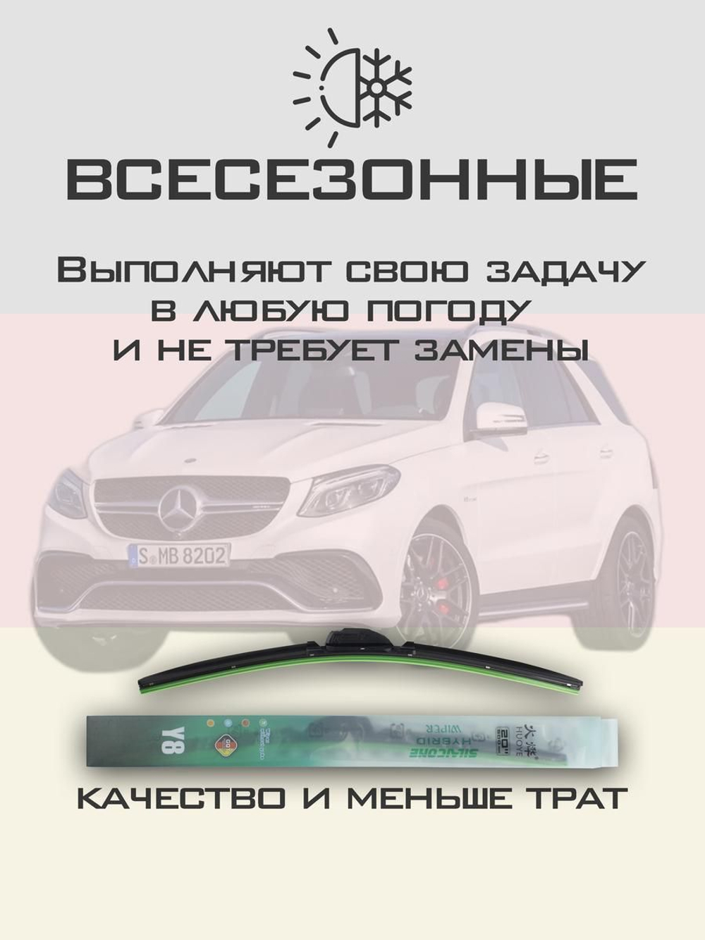 Щетки стеклоочистителя HUOYE Y8 650/600 мм на MercedesBenz GLE | Push button
