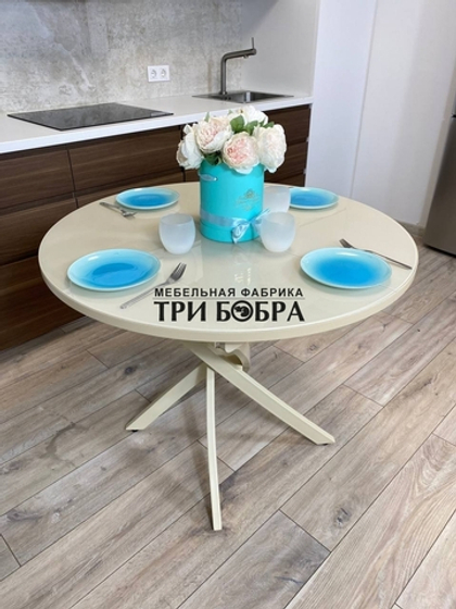 Стол круглый стеклянный "Ваниль"