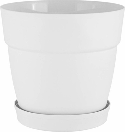 Горшок цветочный Villa de Fiori 20л D360мм, фиксированный поддон, на колесиках, белоснежный жасмин