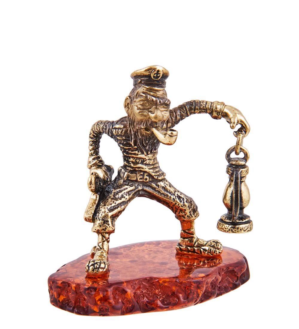 Народные промыслы AM-3721 Фигурка «Якорный Бабай» (латунь, янтарь)