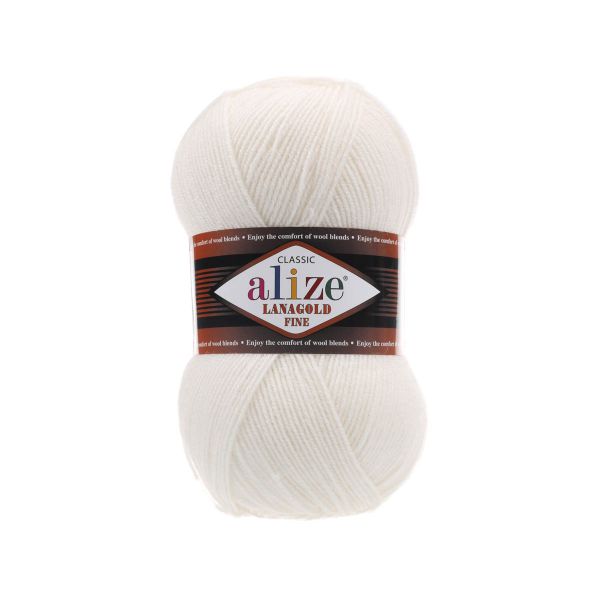 Пряжа Alize (Ализе) Lana Gold Fine / уп.5 мот. по 100 г, 390м, 450 жемчужный A