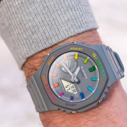 CASIO Men Liquid Crystal/Analog Dual Display Series Gray Watch GA-2100-1AERD