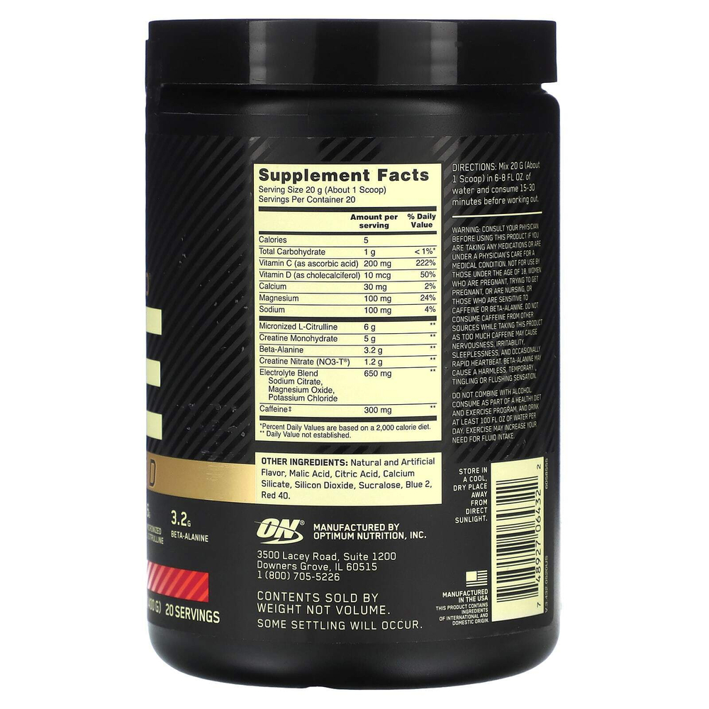 Optimum Nutrition, Gold Standard Pre Advanced, Berry Blast, 400 г (14,1 унции)