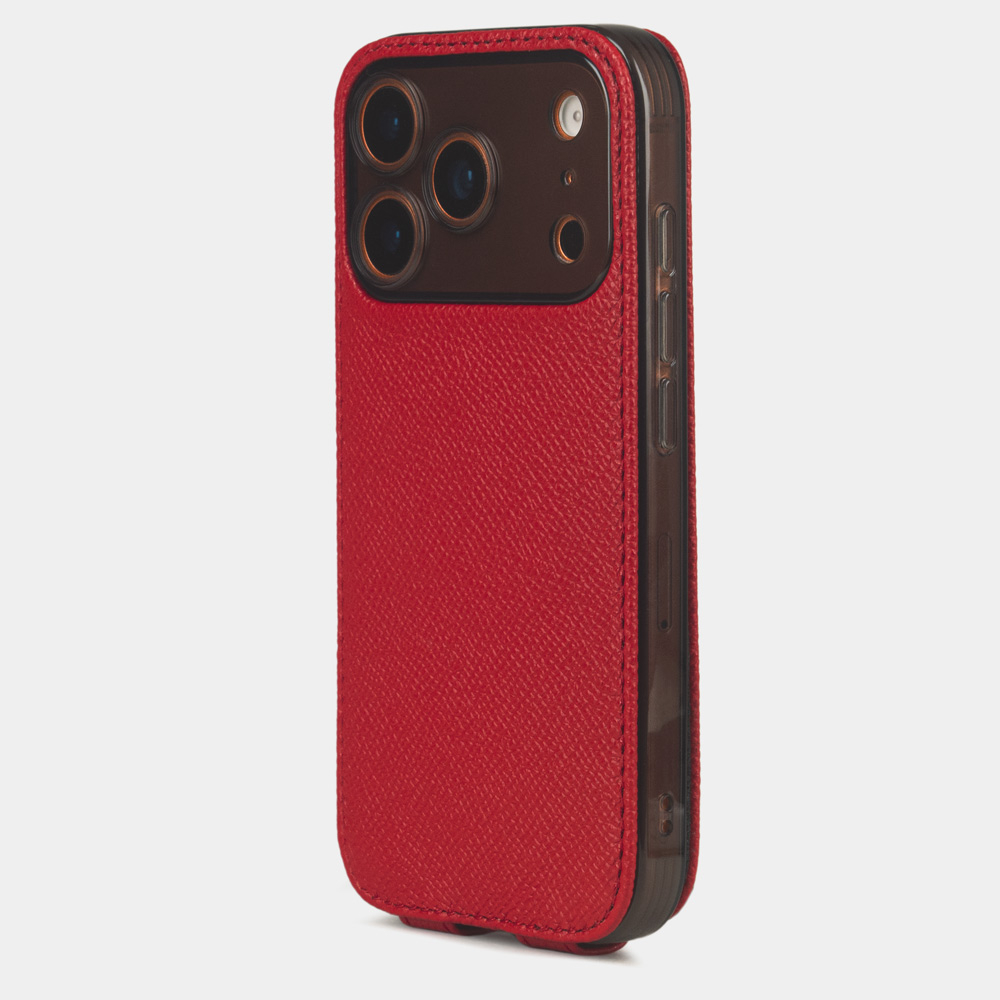 Чехол iPhone 17 Pro натуральная кожа сафьяно, красного цвета
