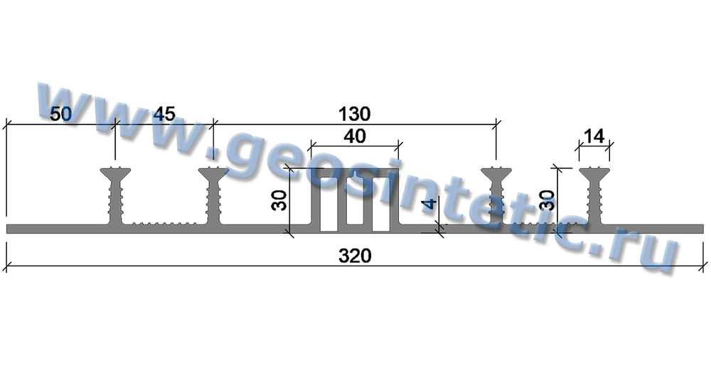 Гидрошпонка АКВАСТОП ДОМ-320/40-4/30 (ПВХ-П) Гидроизоляционная шпонка деформационная опалубочная для ПВХ мембраны ТУ 5772-001-58093526-11, м.п.