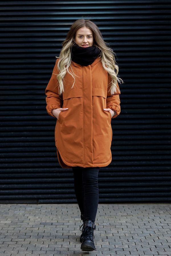 Куртка утепленная женская горчично-терракотовая - фото 8
