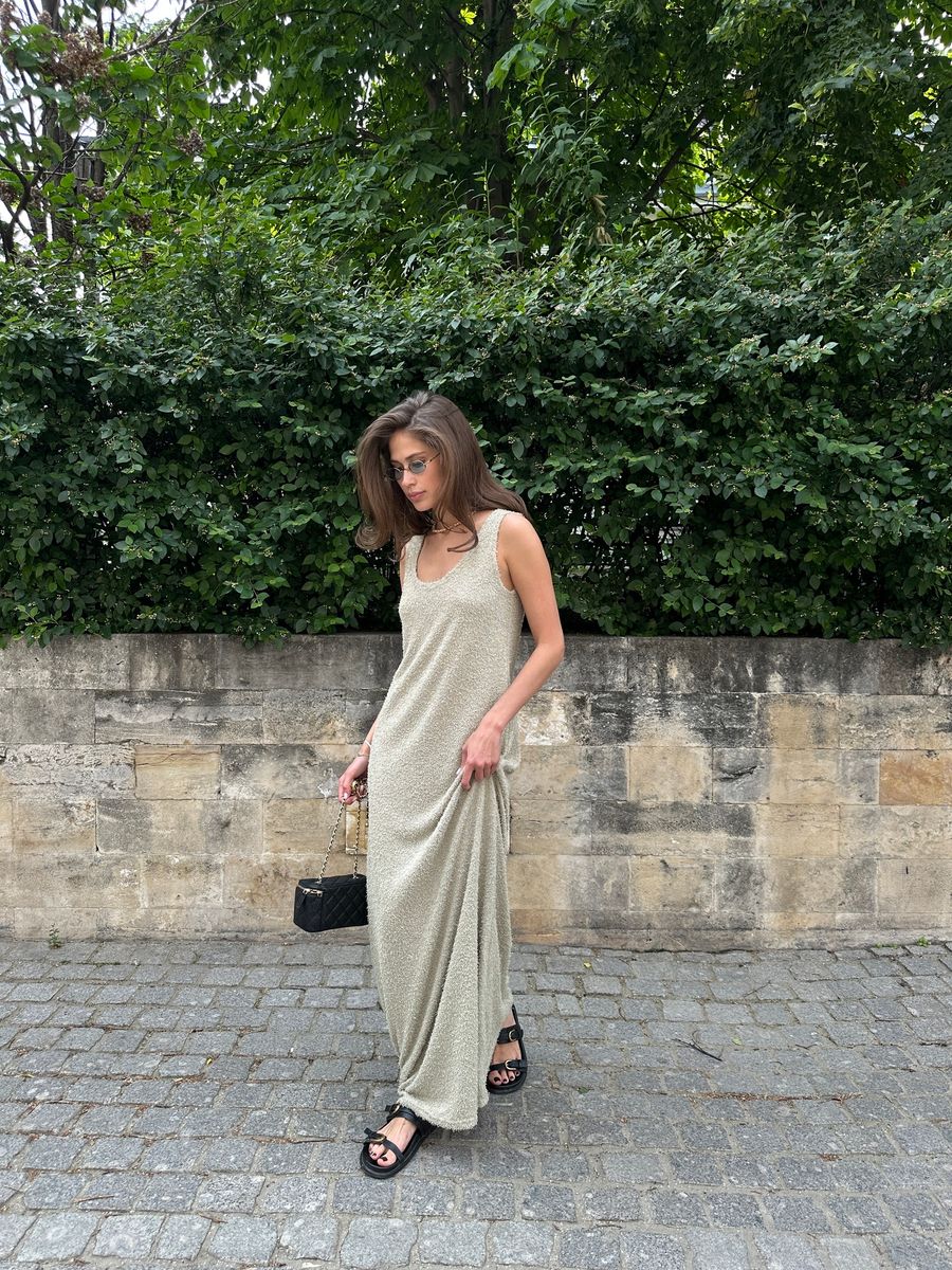 Платье-майка из трикотажа хаки