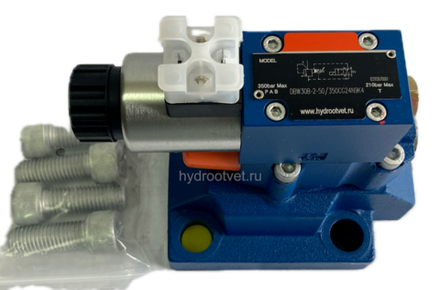 DBW30A2-5X/315YCG24N9K4 - Предохранительный клапан Ду32 с давлением настройки до 315 бар, управление - Y - внешний дренаж с разгрузкой A = закрыт с электроуправлением G24