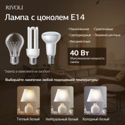 Настольная лампа Rivoli Muriel 7550-501 1 х Е14 40 Вт керамика белая с абажуром | Rivoli