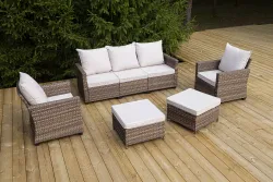 "Бостон" лаунж-зона из искусственного ротанга, цвет соломенный