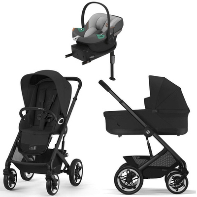 Коляска Cybex Talos S Lux BLK complete Aton S2 Lava Grey Base One 4 в 1 Moon Black с дождевиками