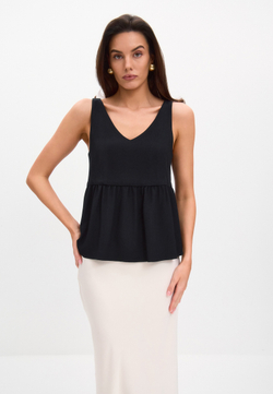 Топ с баской черный