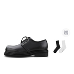 HANQIAORIJI Future Collection Cow Split Leather Casual Leather Shoes, Derby Shoes Men"s Black