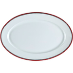 Блюдо «Мезень» Принц Крестики овальное;фарфор;,H=28,L=310,B=210мм;белый,красный (Цвет: белый)