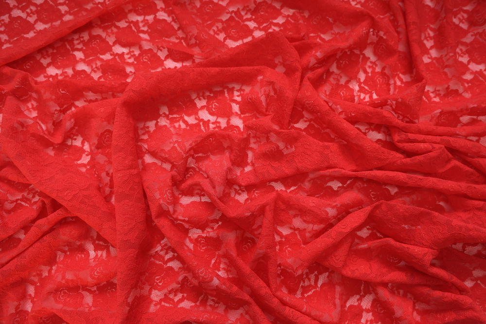 Гипюр стрейч алый