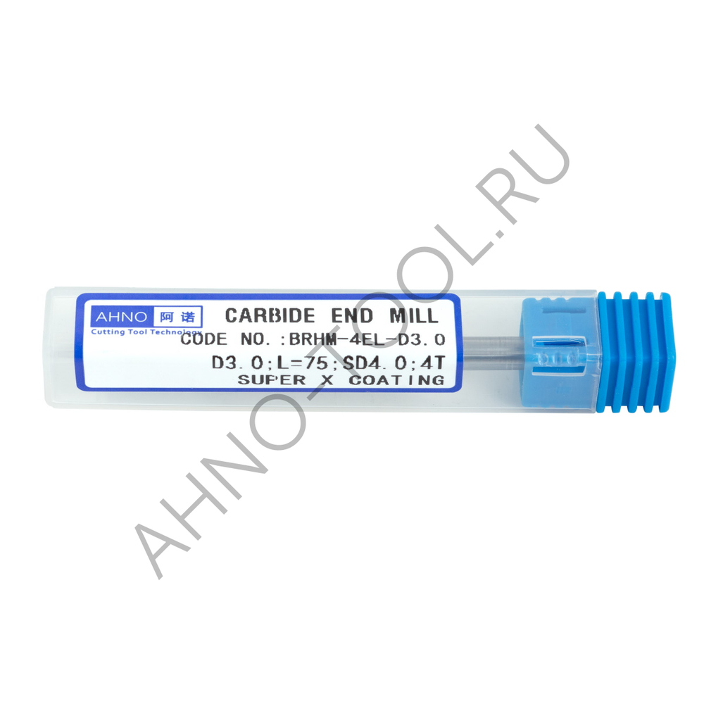 Фреза твердосплавная   3мм (L=75, l=12, хв=4) Z4 45° по закаленной стали BRHM-4EL-D3.0 HRC65 AHNO