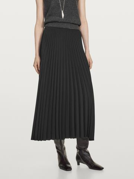 Massimo Dutti Длинная плиссированная юбка, черный