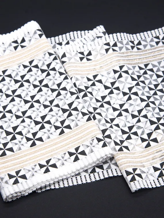 260 ОПТ Кружево эластичное 19,5 см, Италия, белый/черный