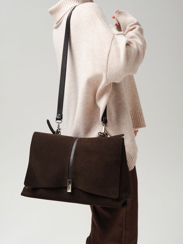 Замшевая сумка сэтчел Colette DBR 31349 черный каштан