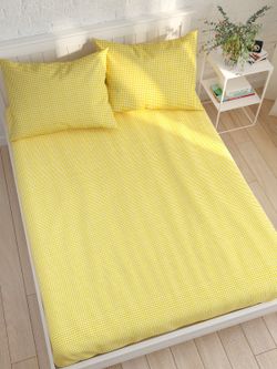 Простынь на резинке Сказка "Желтая клеточка" 90х200 см, перкаль