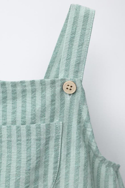 ZARA КОРОТКИЙ КОМБИНЕЗОН В ПОЛОСКУ, ЦВЕТ МОРСКОЙ ВОЛНЫ