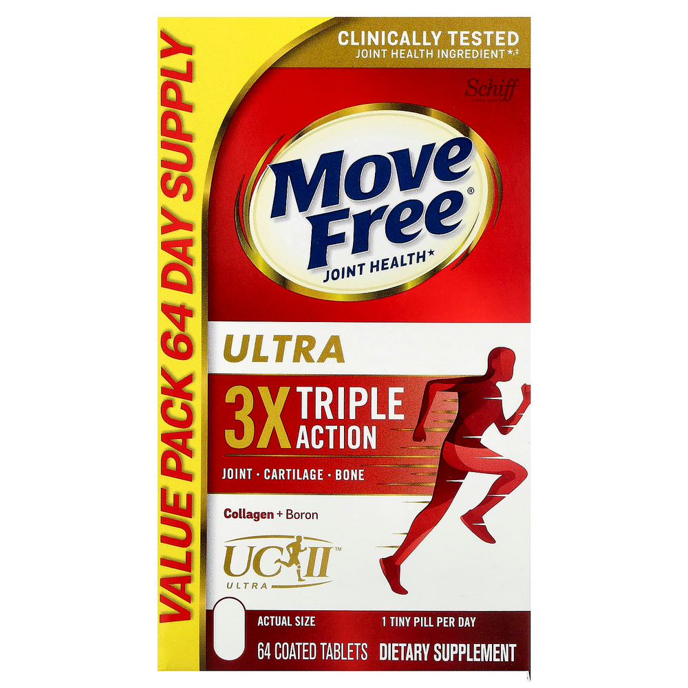 Schiff, Move Free® Joint Health, Ultra, тройное действие, 64 таблетки с оболочкой