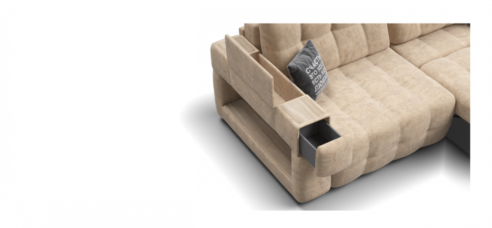 Диван BOSS.XO MAX Велюр Royal шампань / WOOD Snow