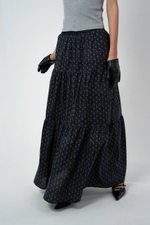 Юбка из хлопка ярусная в мелкий цветочек в макси длине