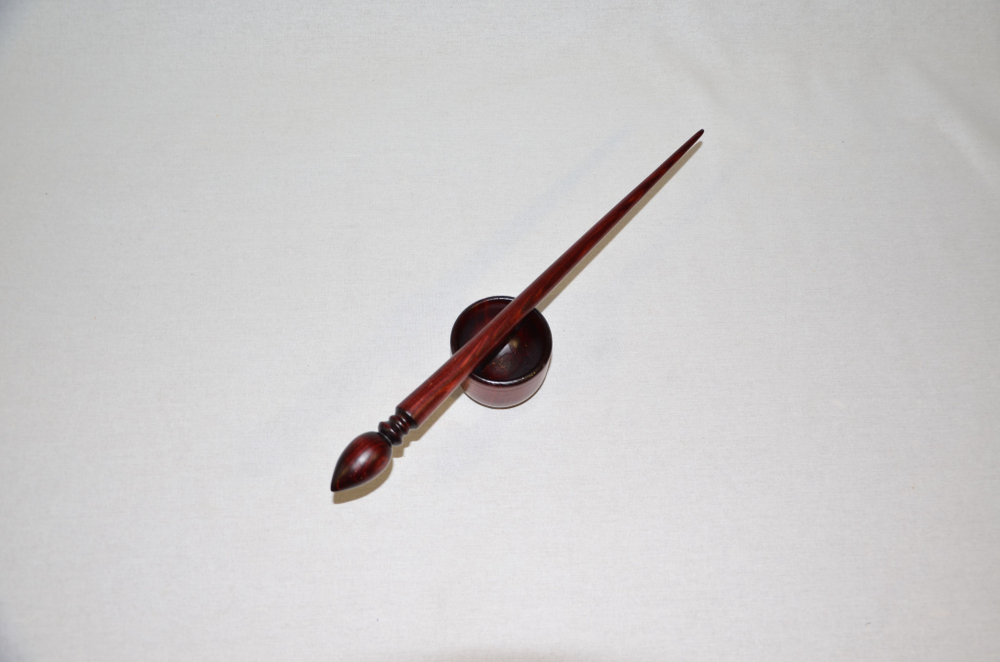 Деревянное опорное веретено для прядения с основанием из древесины сосна 290мм. B9