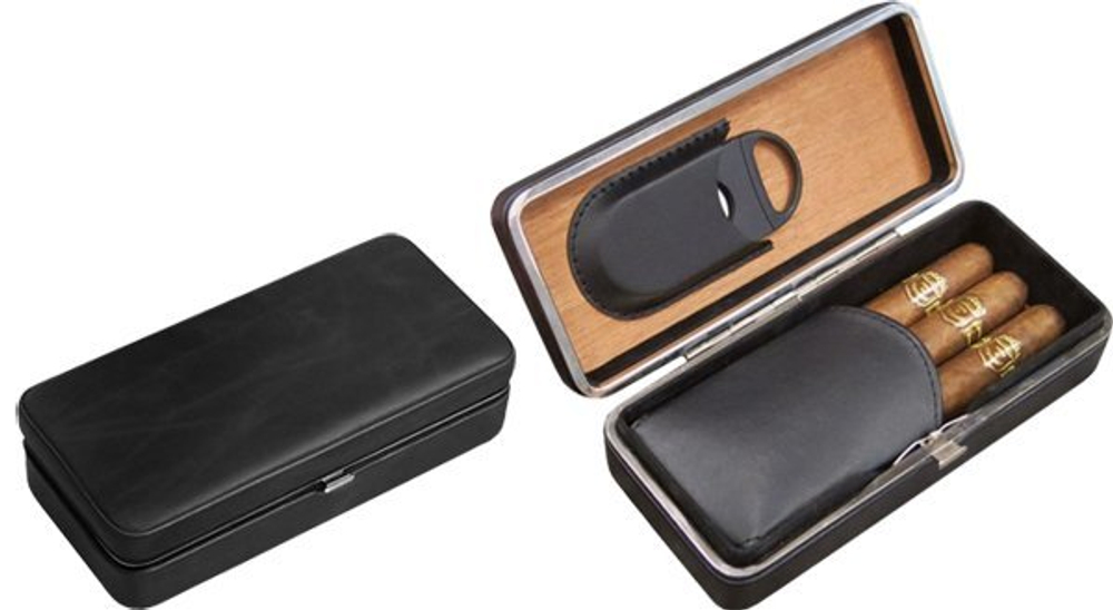 Футляр для 3-х сигар Афисионадо LCFC/BLK с гильотиной