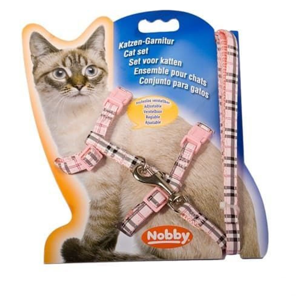 Шлейка д/кошек ТАРТАН розовый  Nobby