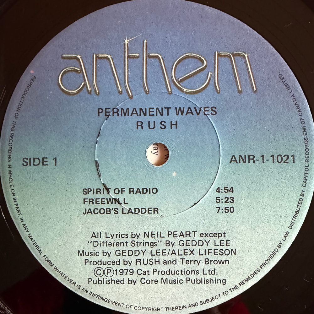 Rush ‎– Permanent Waves (Канада 1980г.) Т