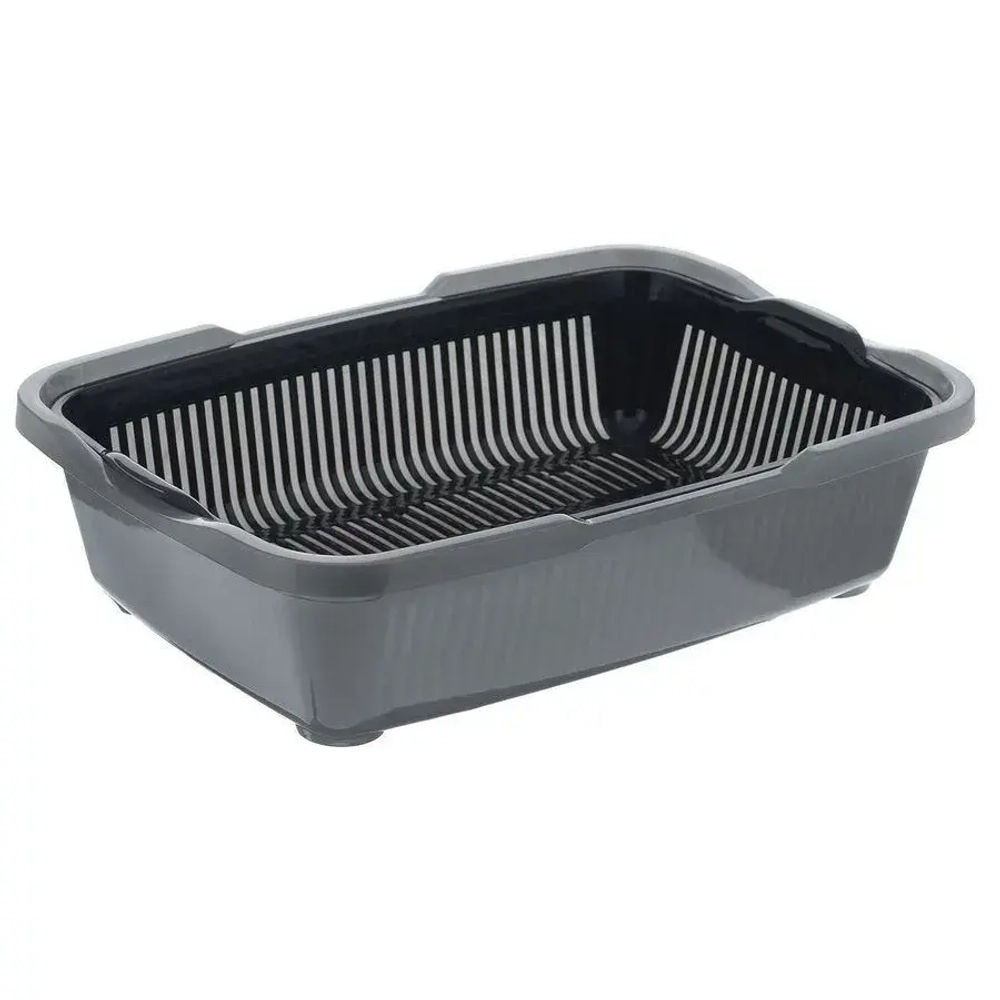 Туалет для кошек с сеткой св.серый