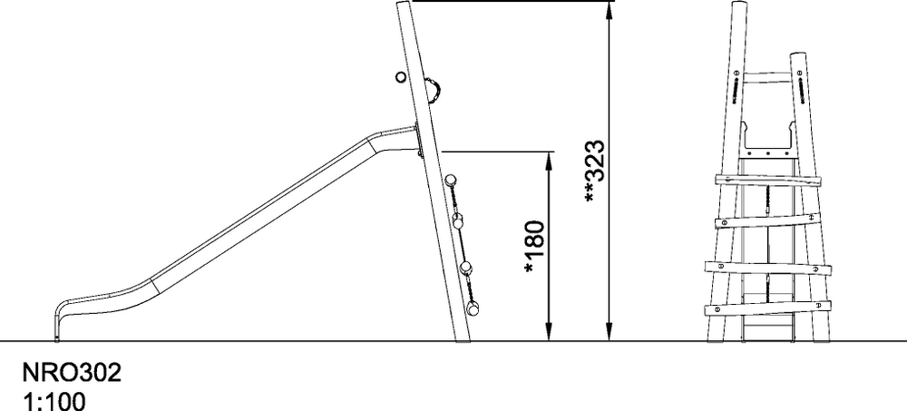 Стальная горка, H=1,80 м
