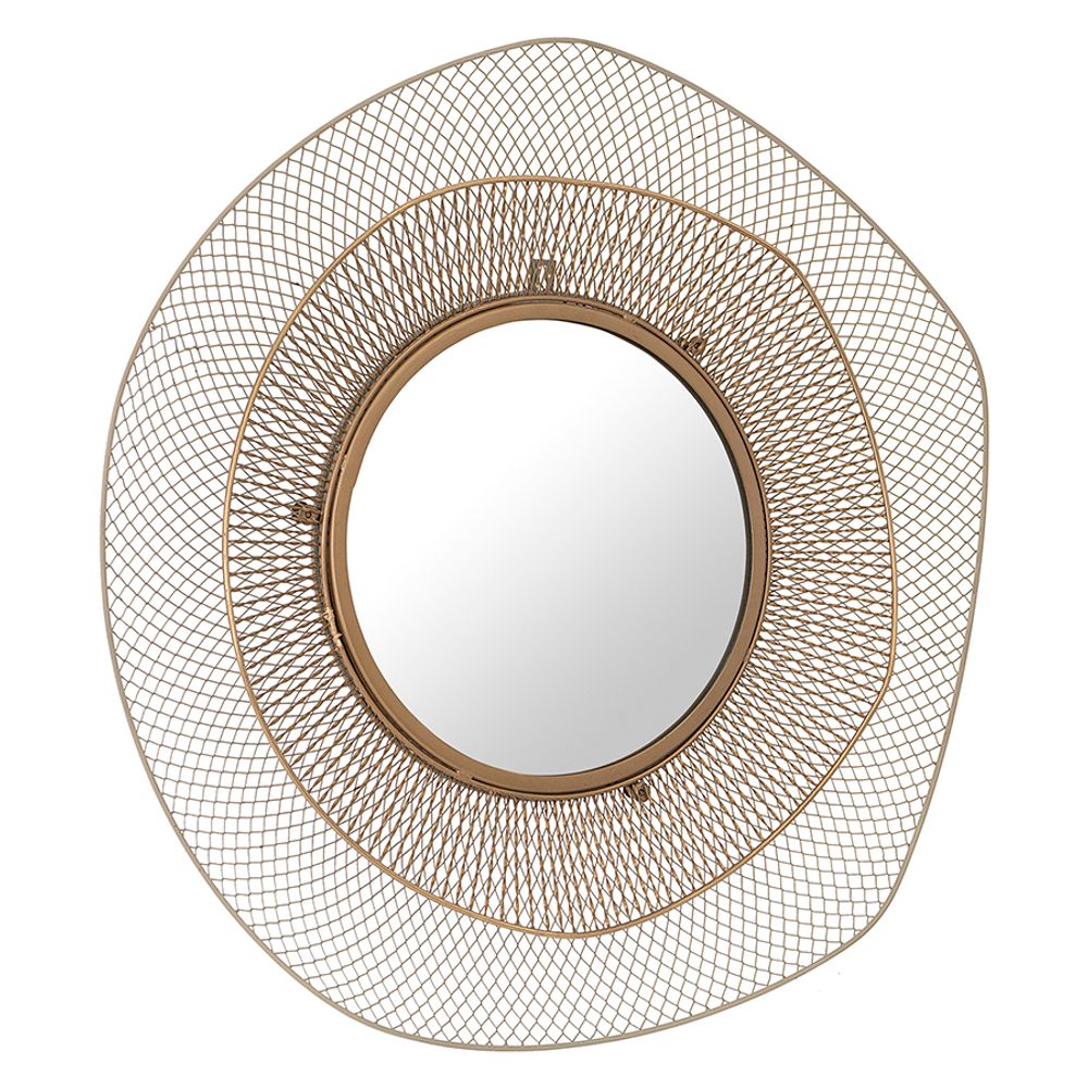 Зеркало настенное Vinger, Ø79 см, бежевое/золотое