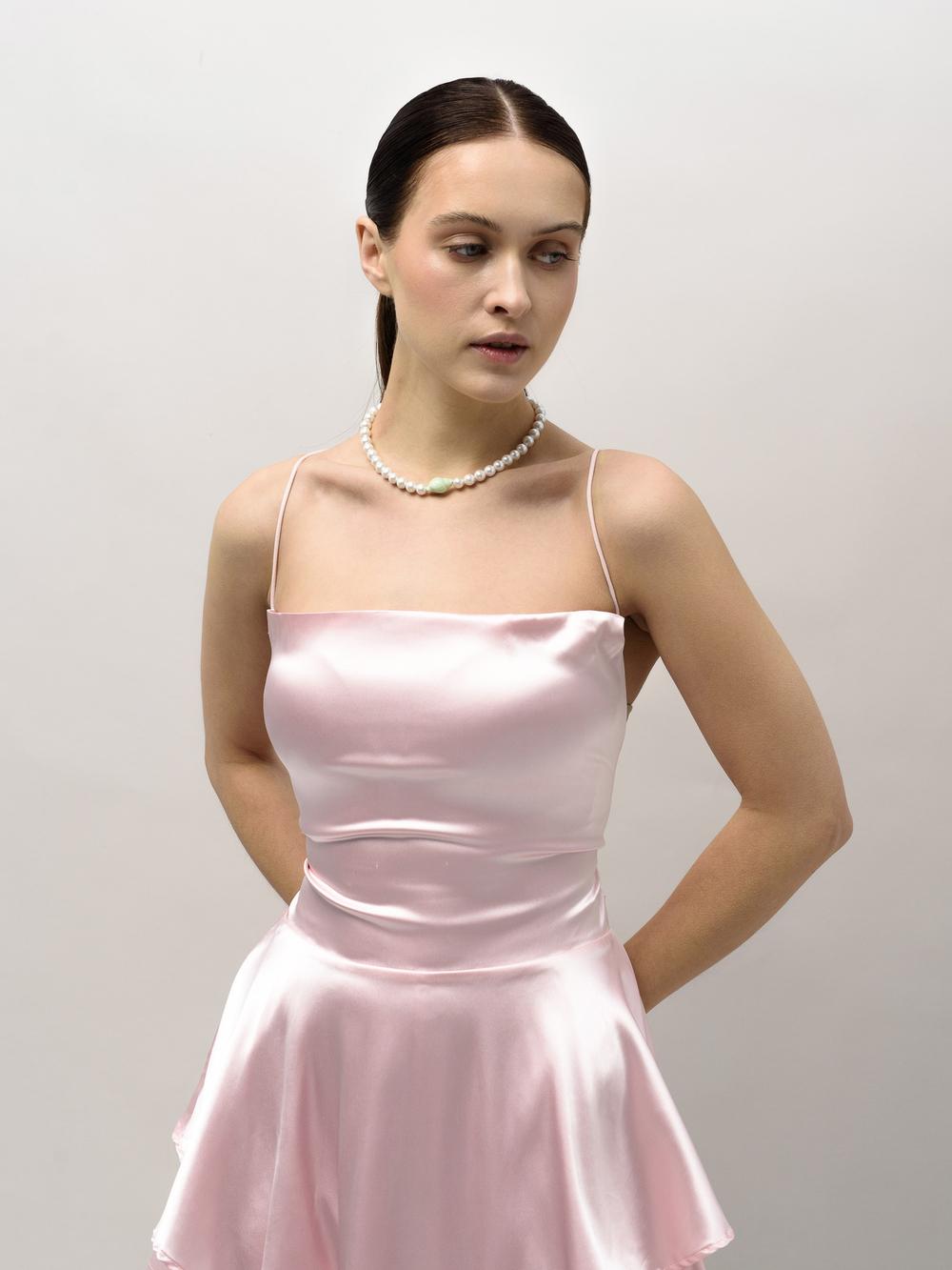 Чокер "Caramel shell pearl green" Gold