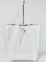 Женская белая сумка-шоппер из натуральной кожи