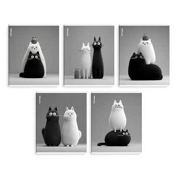 Тетрадь, 48 л, клетка, ЧЕРНО-БЕЛЫЕ КОТЫ /А5