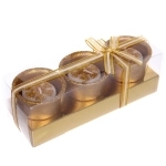 Свечи новогодние «Снежинки» 17*6*6см (набор 3шт), Золото