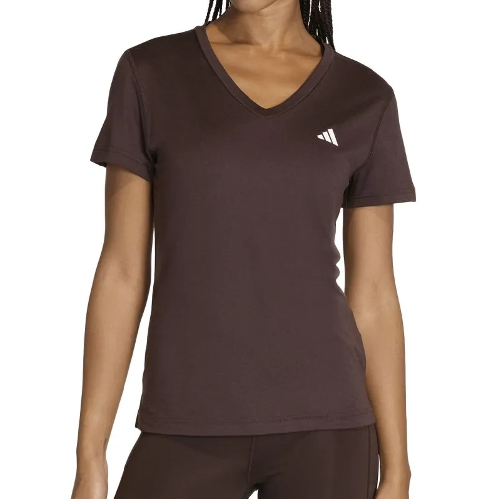 Женская теннисная футболка Adidas V-Neck - aurora cofee/brown