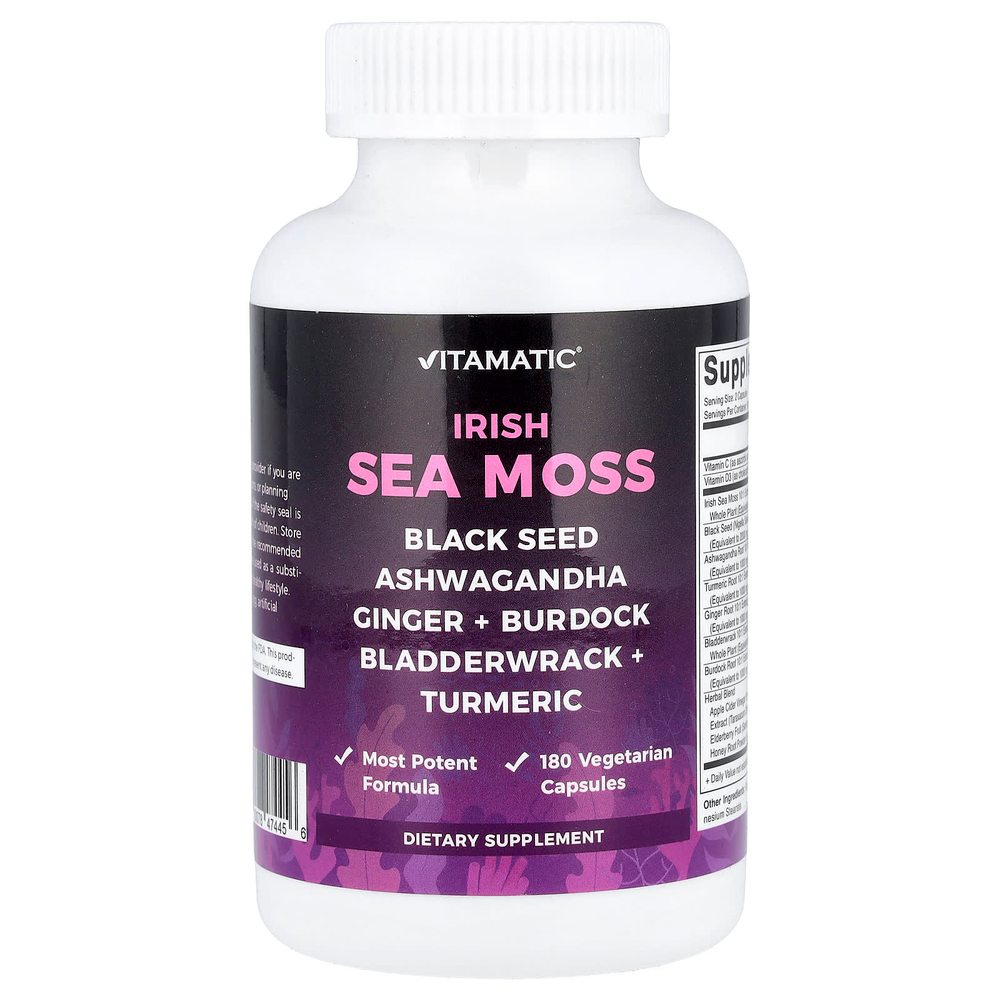Vitamatic, ирландский морской мох, 180 вегетарианских капсул