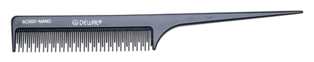 Расческа DEWAL NANO для начеса с пластиковым хвостиком 20см черная