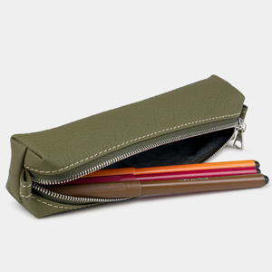 Пенал кожаный Cartouche зеленого цвета