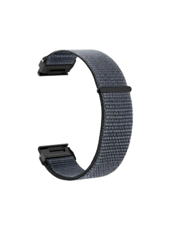 Ремешок для Garmin нейлоновый 20 мм (циферблат 42-43 мм) эластичный, быстросъемный на липучках велкро (Серо-синий)