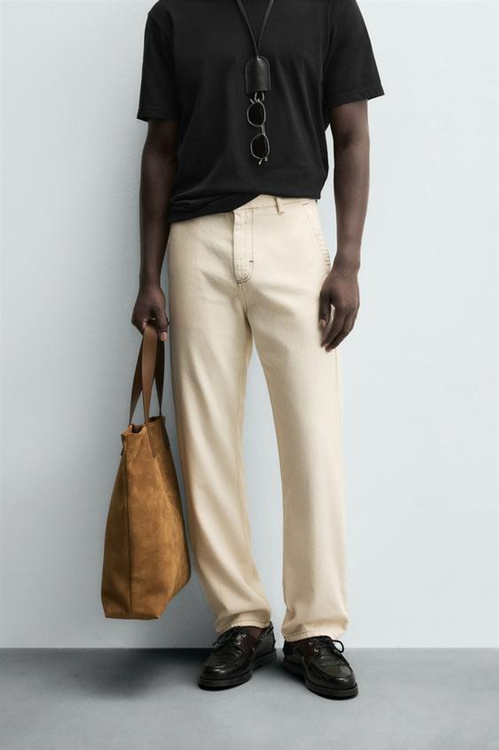 ZARA БРЮКИ С КОНТРАСТНОЙ ДЕКОРАТИВНОЙ СТРОЧКОЙ, ЭКРЮ